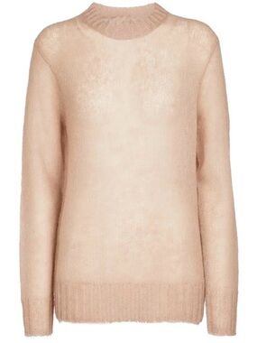 Dynamite Crewneck Mohair Sheer Sweater in Soft Blush Size Small